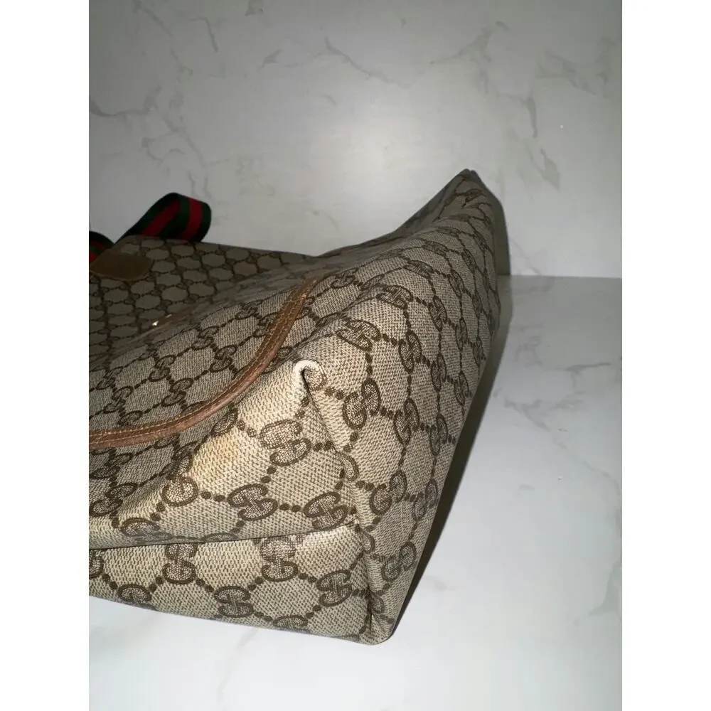 Gucci Vintage GG Supreme Monogram Sherry Cloth Tote - Good Condition